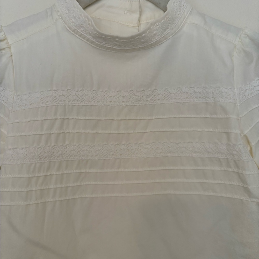 Janie and Jack Cream Pintuck & Lace Blouse - Picture 2 of 5